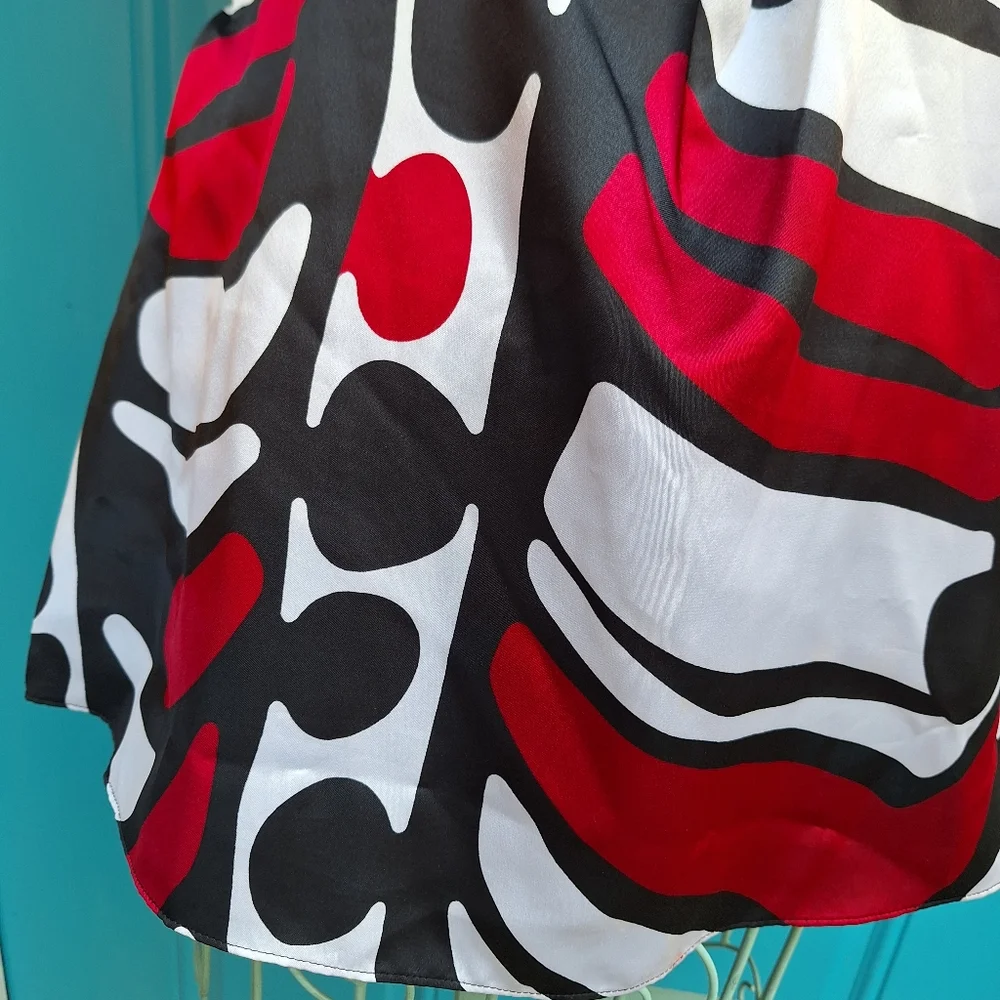 Vintage Satin Top Blouse Festival Shirt Bold Print Tie Back Empire Waist Y2k 90s - Picture 15 of 17